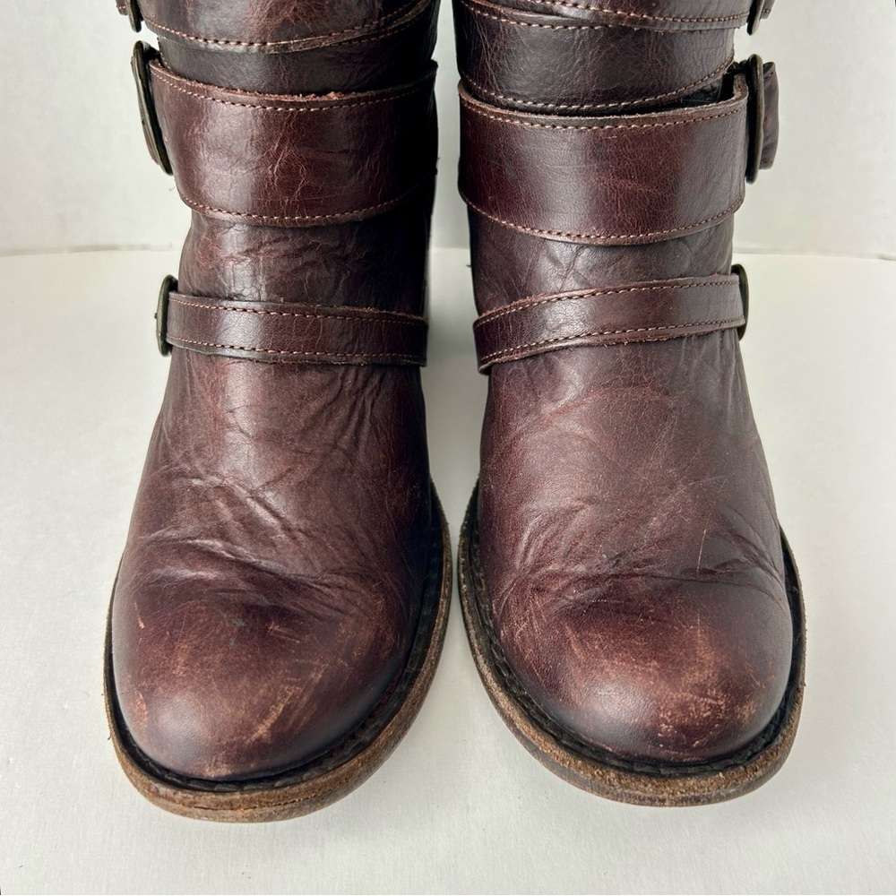 Steve Madden Bruce Brown Leather Riding Boots Tall Heeled Size 9 - Picture 6 of 8